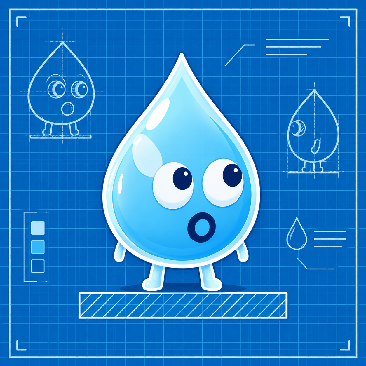 Close-up of the blueprint mascot
